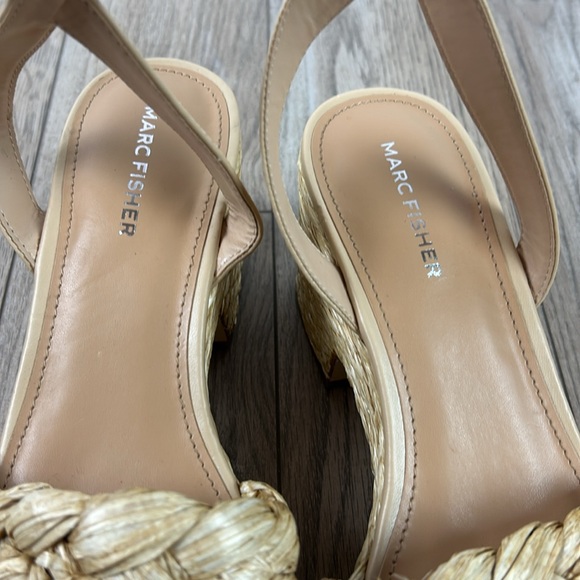 Nwot New Marc Fisher Steel Sandal BOHO Jute and Raffia Block Heel Platform - Picture 8 of 13
